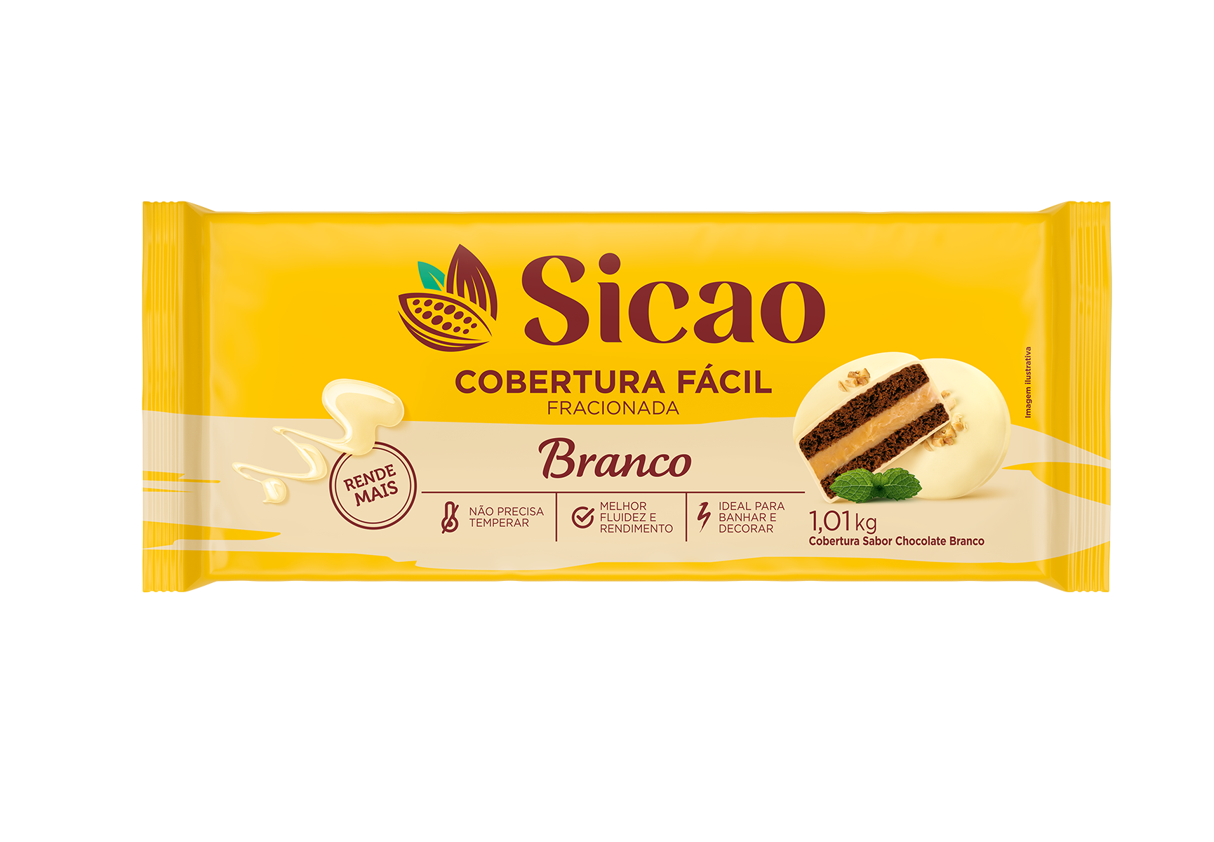 Cobertura Fracionada Sabor Chocolate Branco Sicao Fácil - Barra 1,01 kg (1)