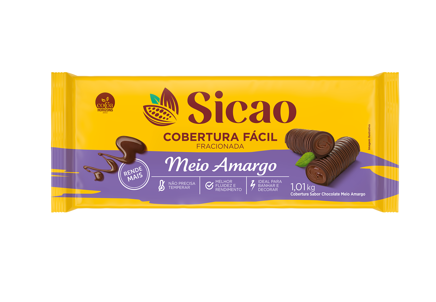 Cobertura Fracionada Sabor Chcolate Meio Amargo Sicao Fácil - Barra 1,01 kg (1)