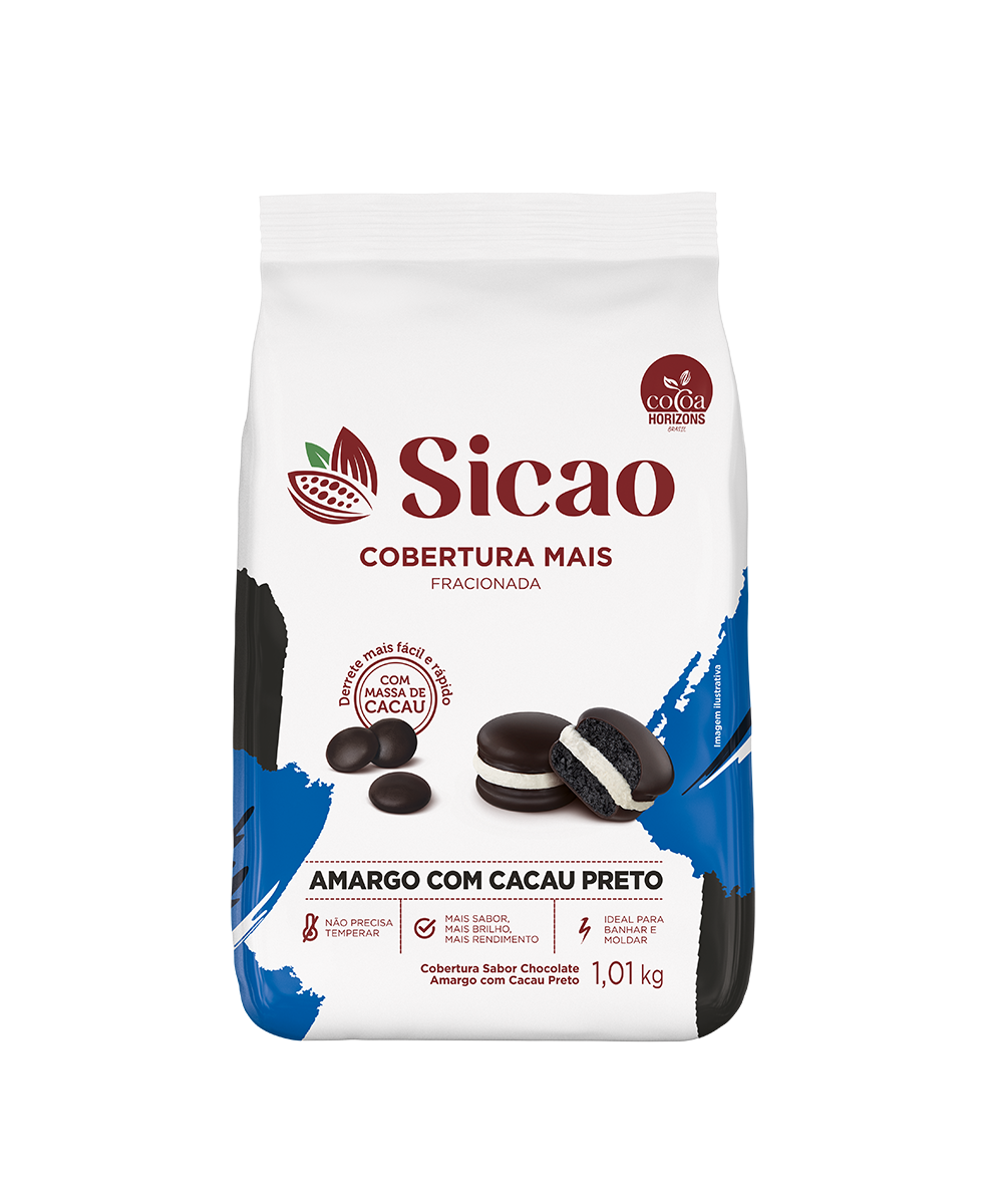 Cobertura Fracionada Sabor Chocolate Amargo com Cacau Preto Sicao Mais 1,01 kg (1)