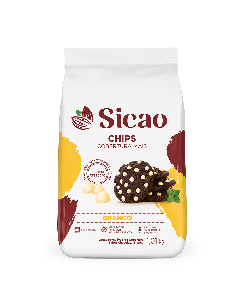 Chips de Cobertura Fracionada Sabor Chocolate Branco Sicao Mais 1,01 kg (1)