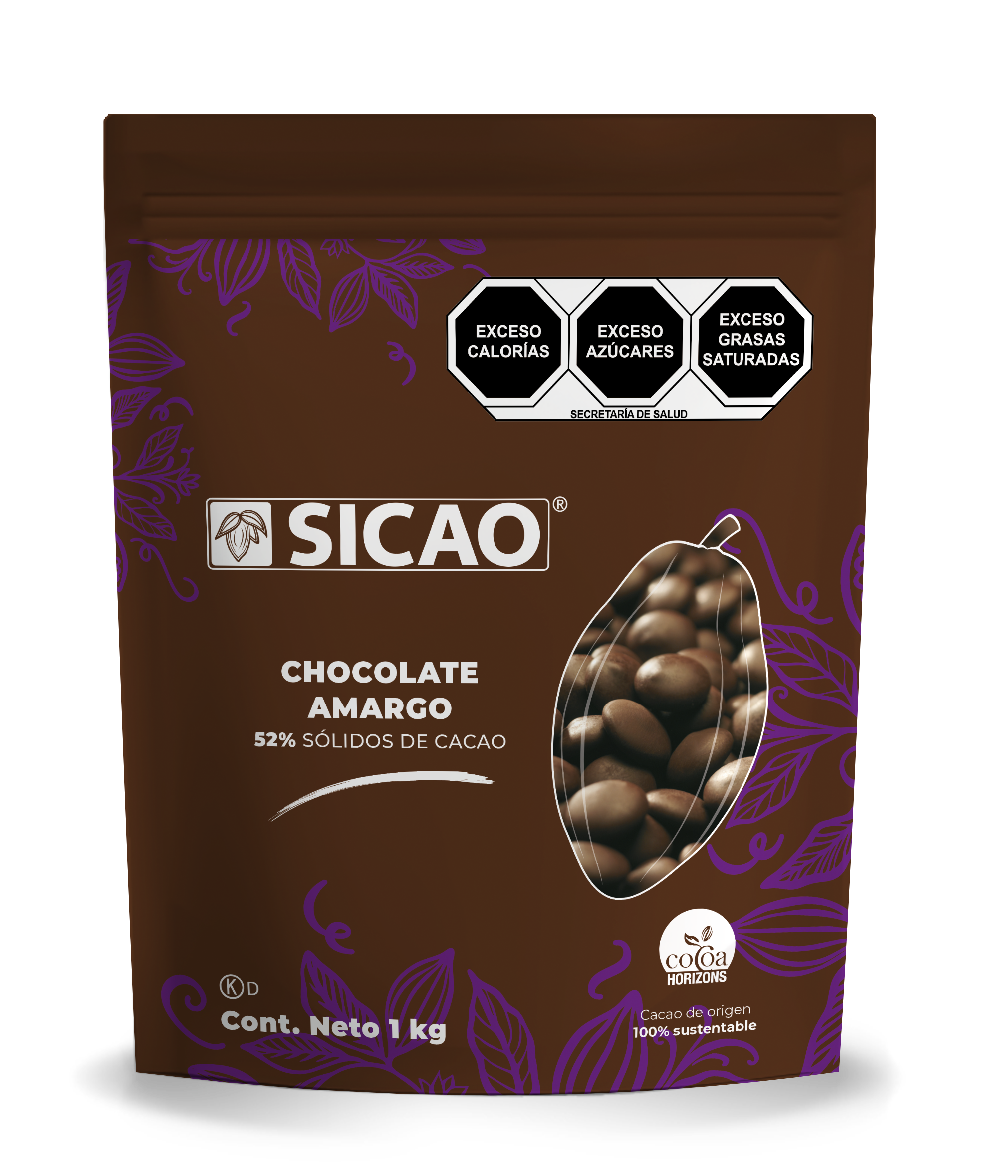 Chocolate - Chocolate amargo - 52% Cacao - Wafers - Bolsa 1 kg (1)