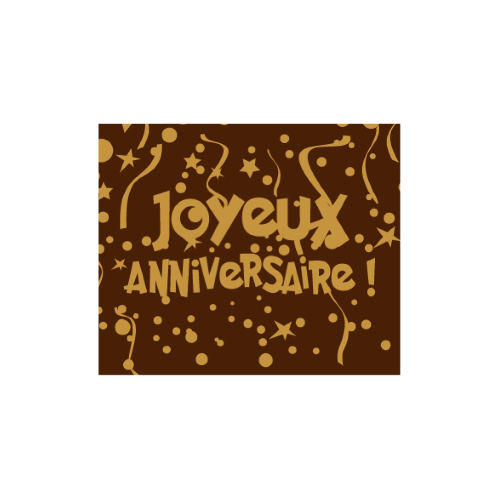 Joyeux Anniversaire 3 Chocolate Decorations Rectangle Plaques 252 Pcs Ibc