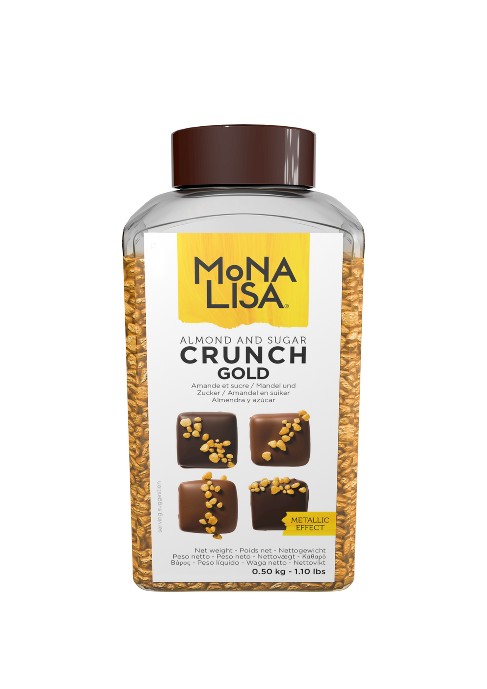 Mona Lisa - Marzipan Crunch Gold | chocolate-academy.com Mona Lisa - Marzipan Crunch Gold | chocolate-academy.com