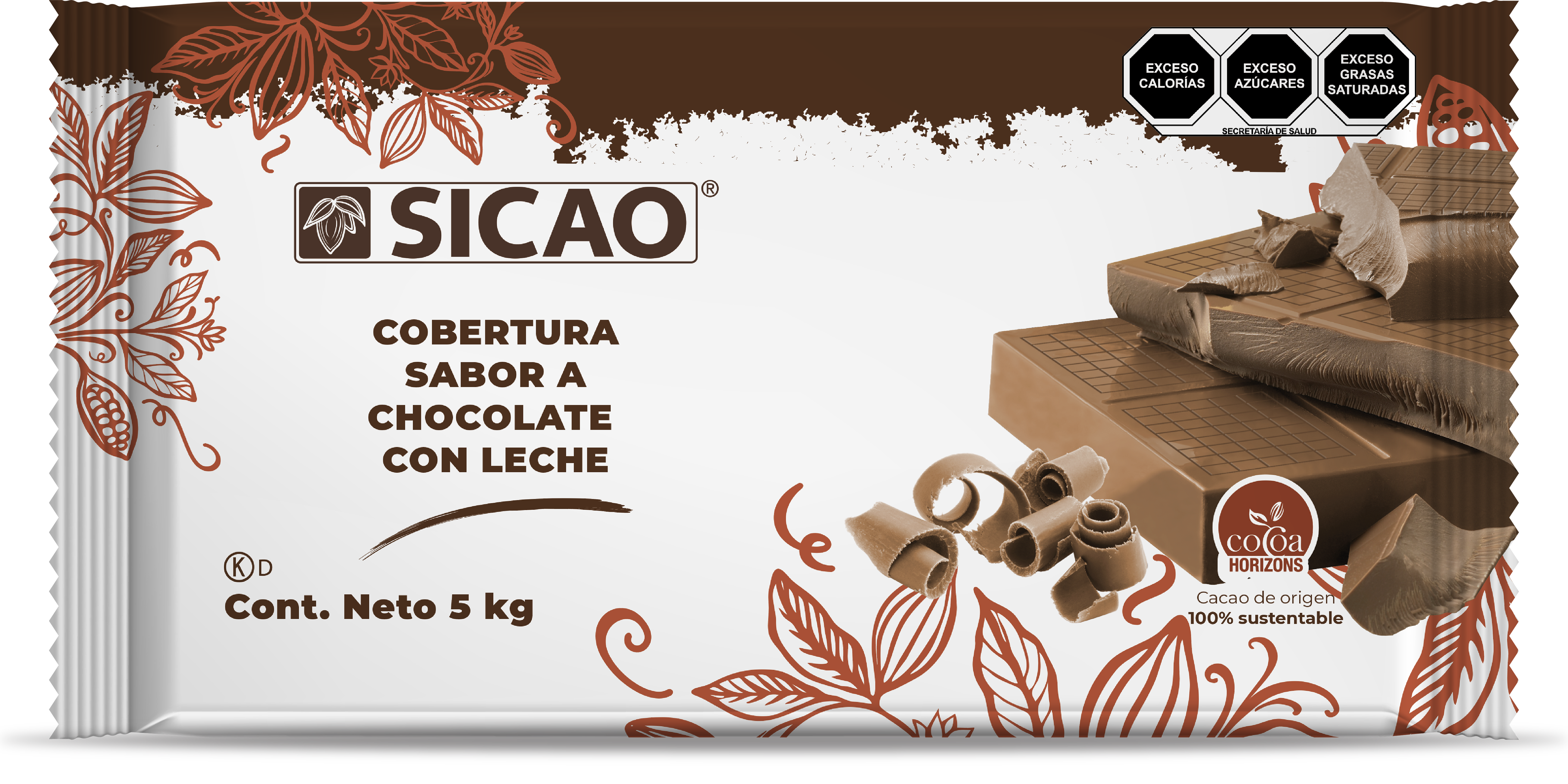 Sucedáneo - Sabor Chocolate con leche - 7% Cacao - Block wrapped 5 kg (1)