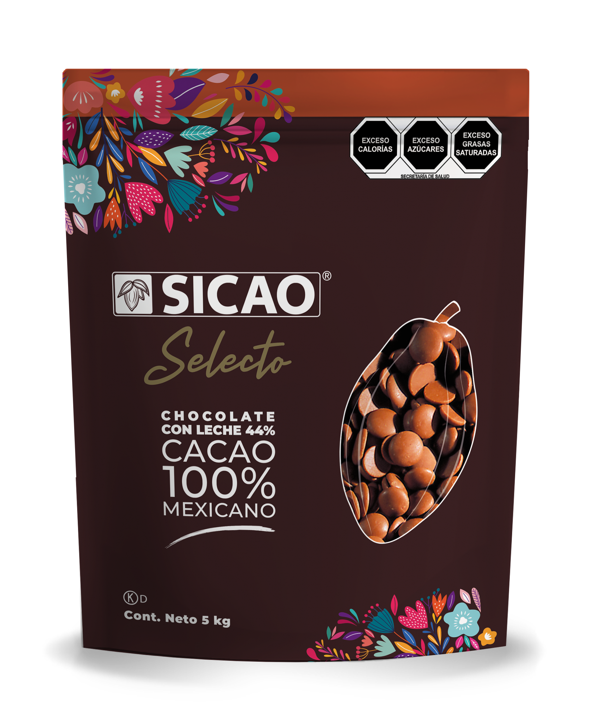 Chocolate - Chocolate con leche - 44% Cacao - Cacao mexicano - Wafer - Bolsa 5 kg (1)