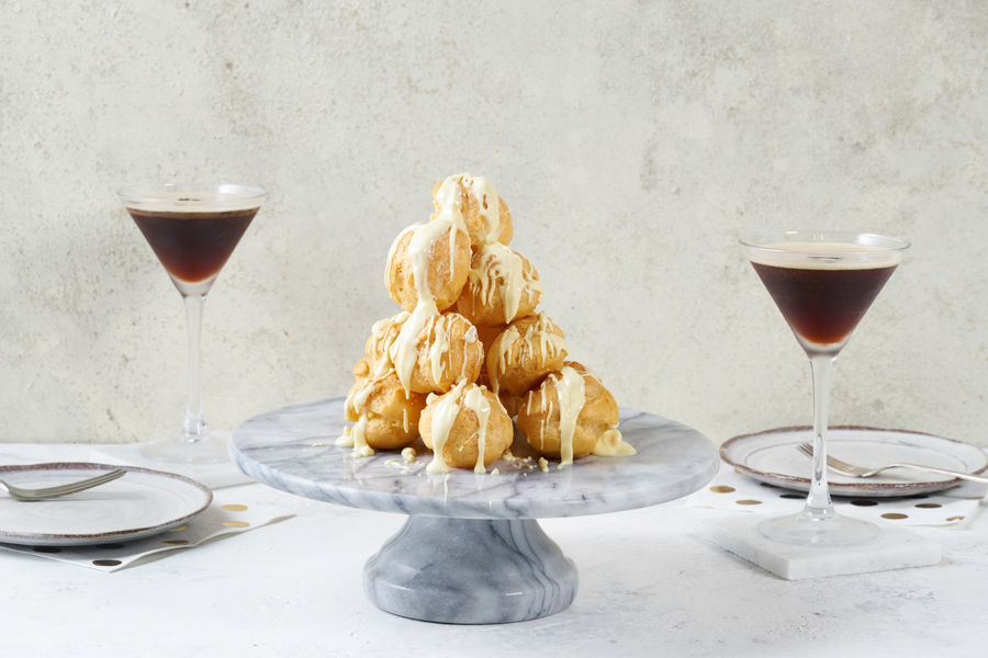 Raspberry & White Chocolate Profiterole Platter