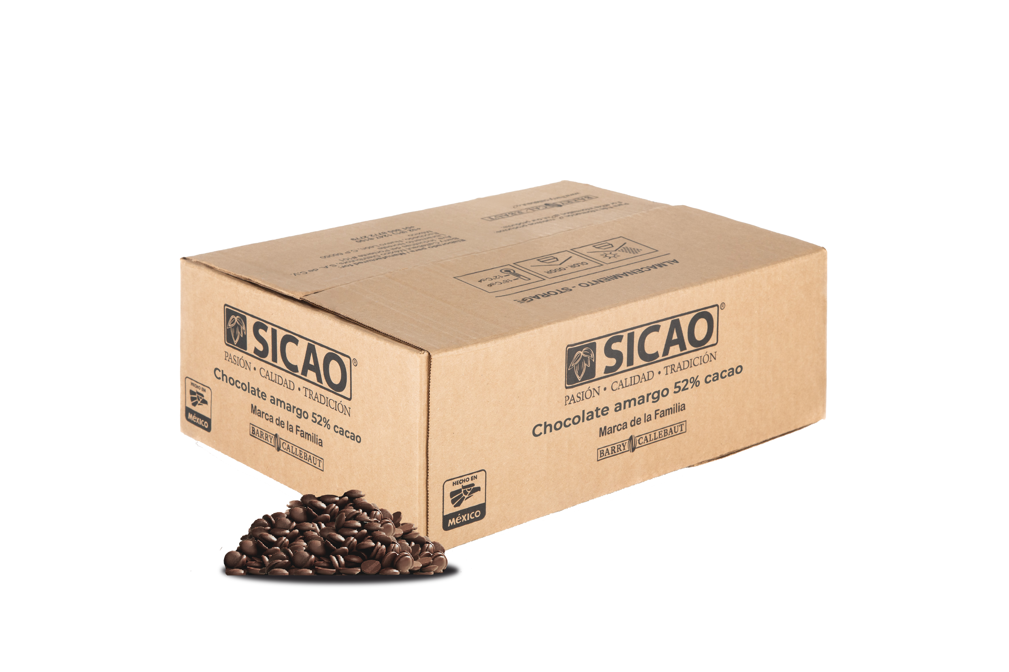 Chocolate - Chocolate amargo - 52% Cacao - Wafers - Caja 10 kg