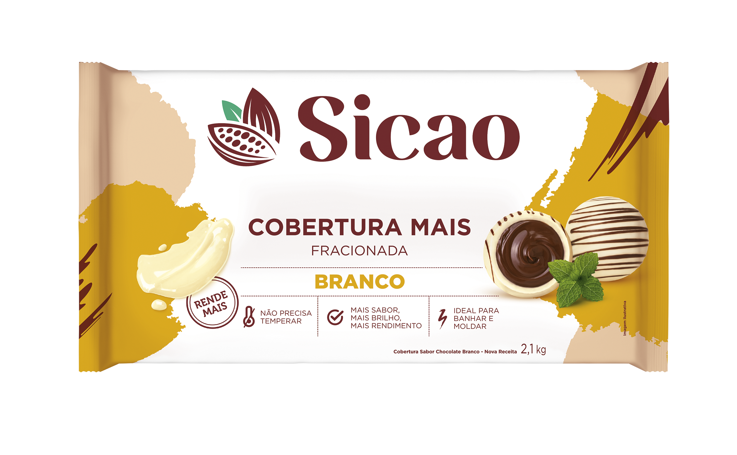 Cobertura Fracionada Sabor Chocolate Branco Sicao Mais - Barra 2,1 kg