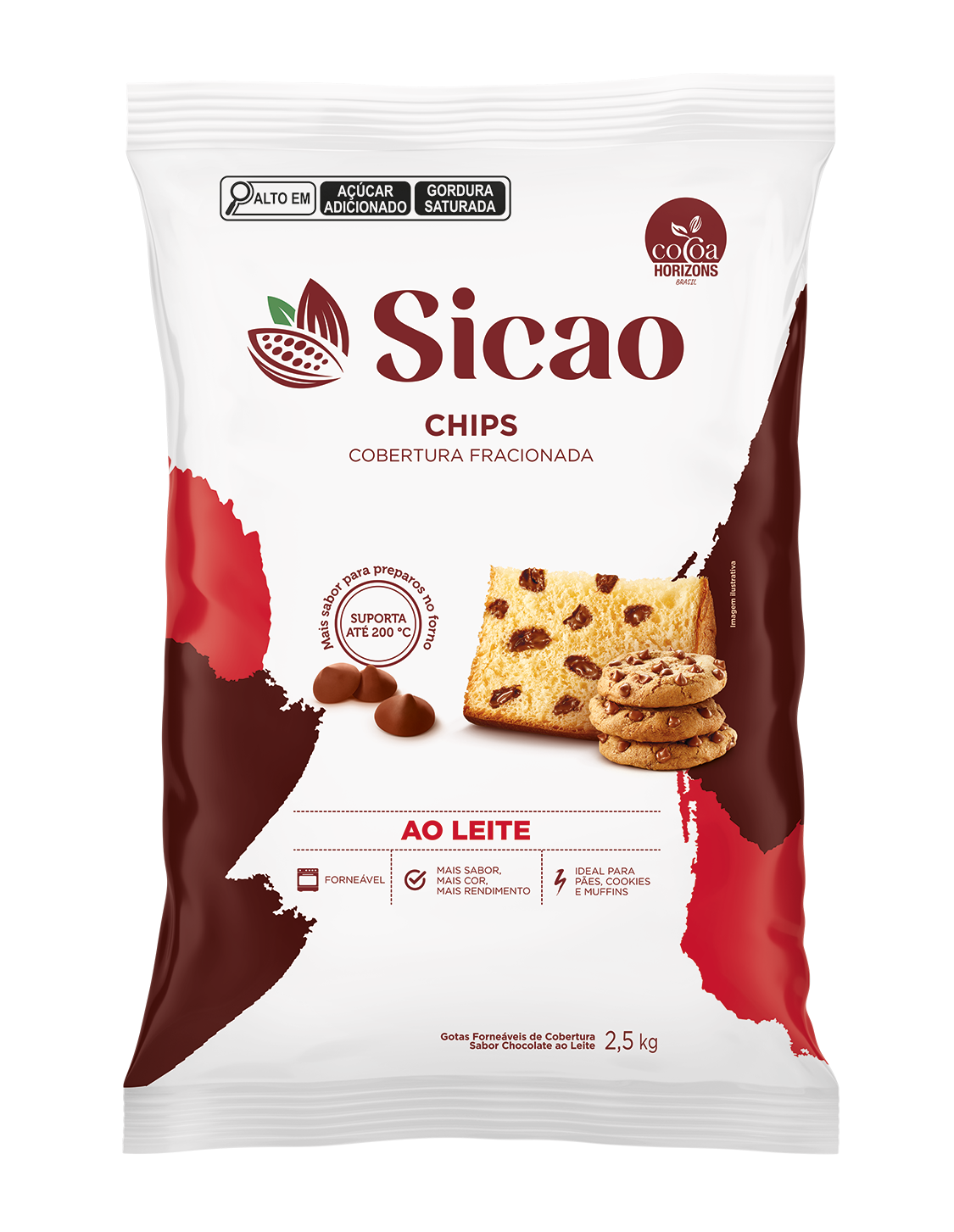 Sicao Chips Forneável Cobertura Fracionada Ao Leite 2,5kg x 4