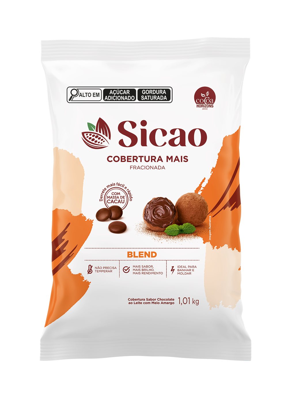 Cobertura Fracionada Sabor Chocolate Blend Sicao Mais 1,01 kg (1)