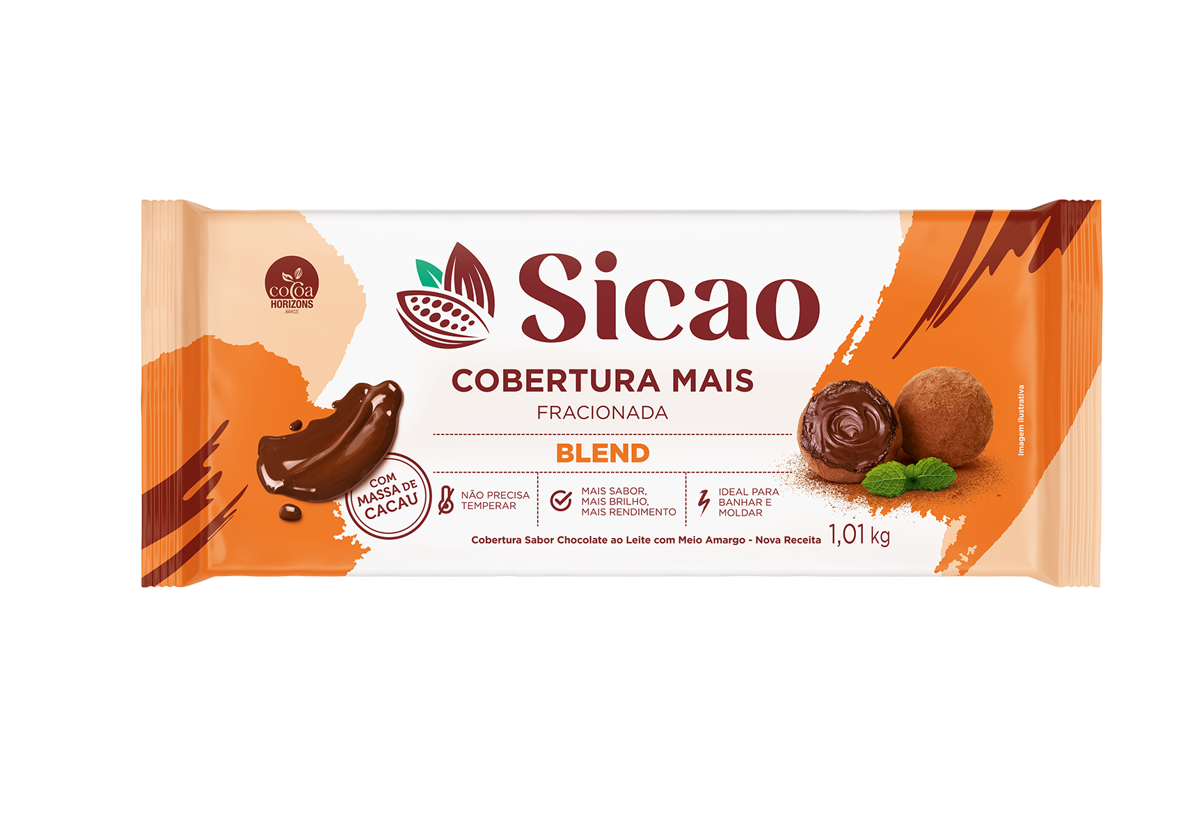 Cobertura Fracionada Sabor Chocolate Blend Sicao Mais - Barra 1,01 kg (1)