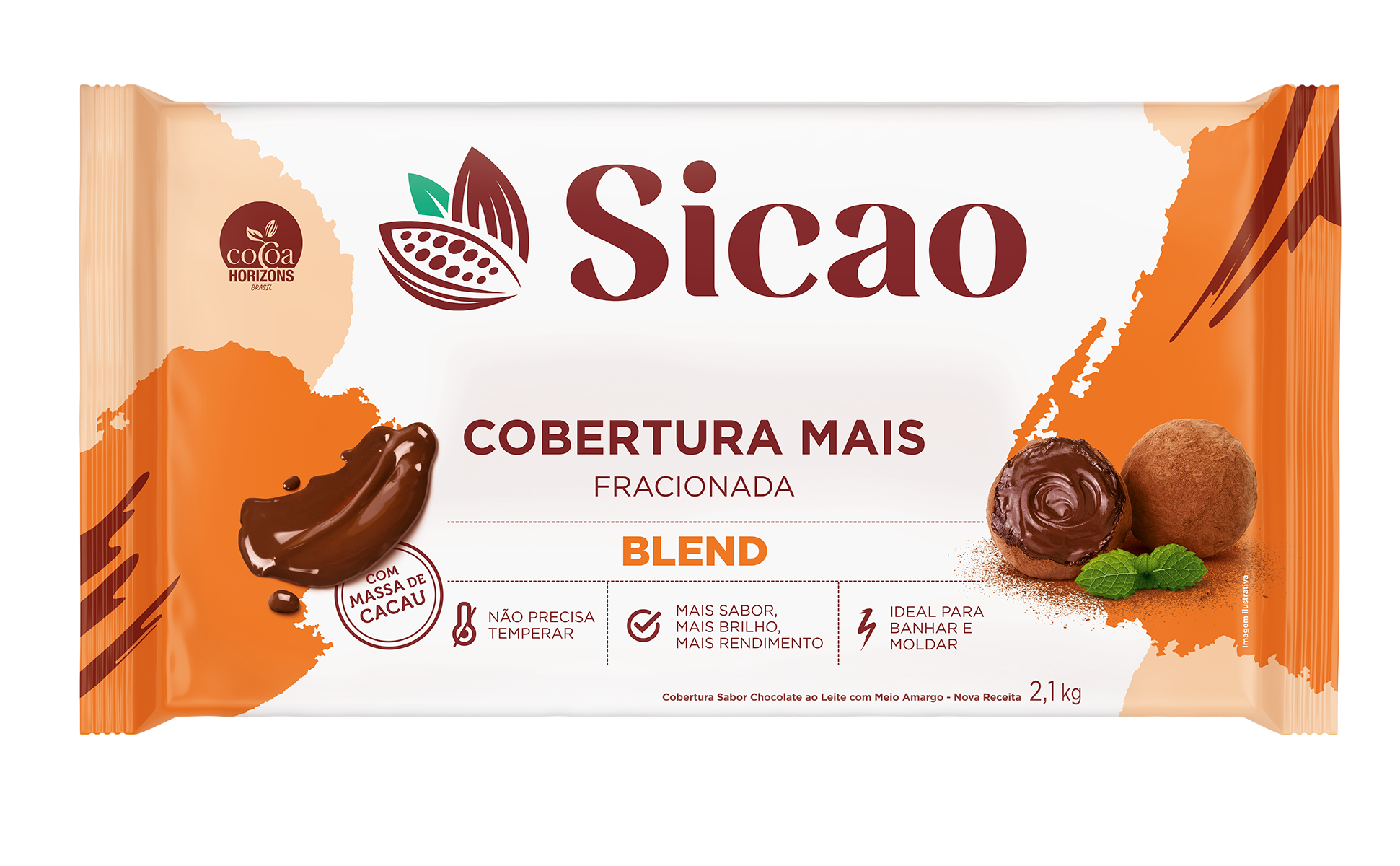 Cobertura Fracionada Sabor Chocolate Blend Sicao Mais - Barra 2,1 kg (1)