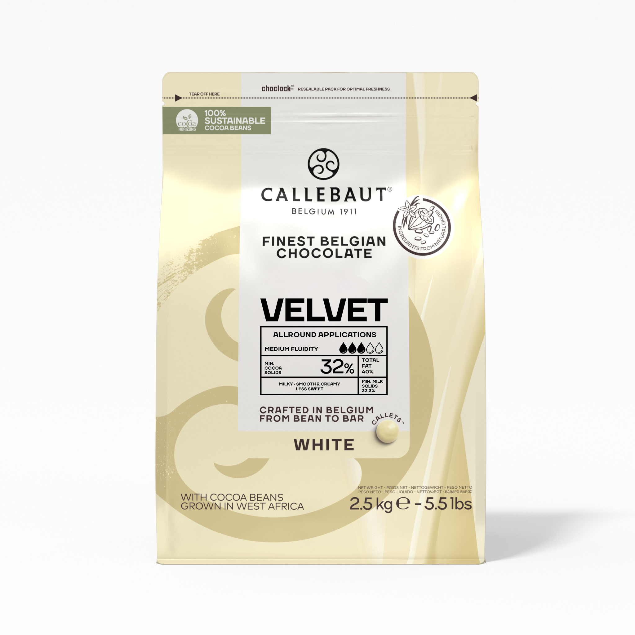 Callebautホワイトチョコレート2.5kg 1袋 Callebaut - White Chocolate - Velvet - 2.5kg Callets