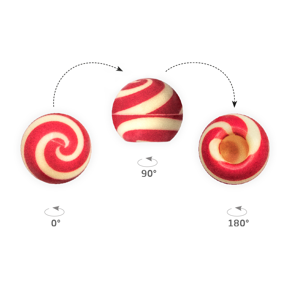 Truffle Shell Swirly Red 2 - Chocolate Decorations - Truffle Shells - 63 pcs