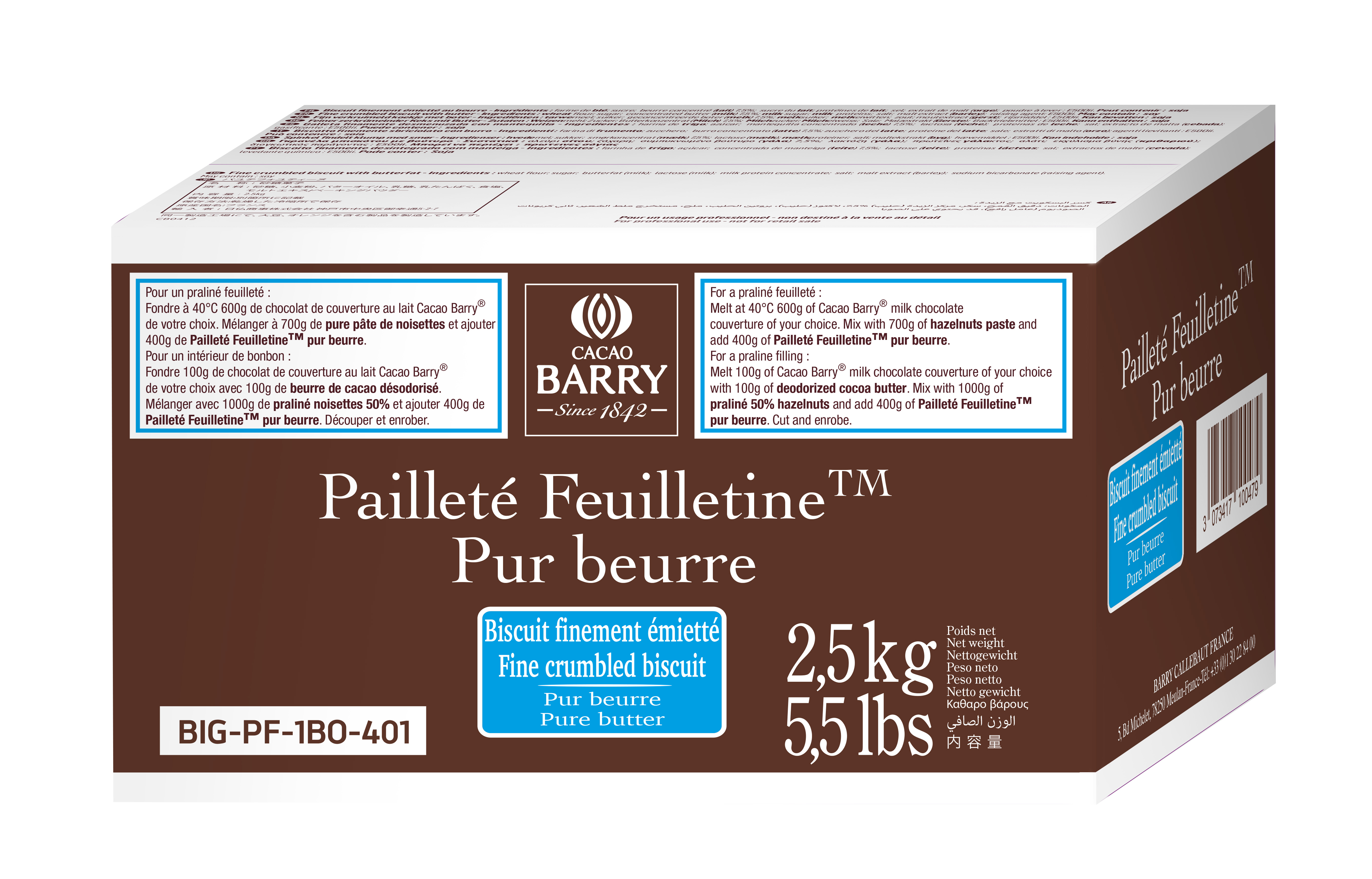 Pralin Feuilletine par 5 kg (Qualité professionnelle) - Cacao Barry