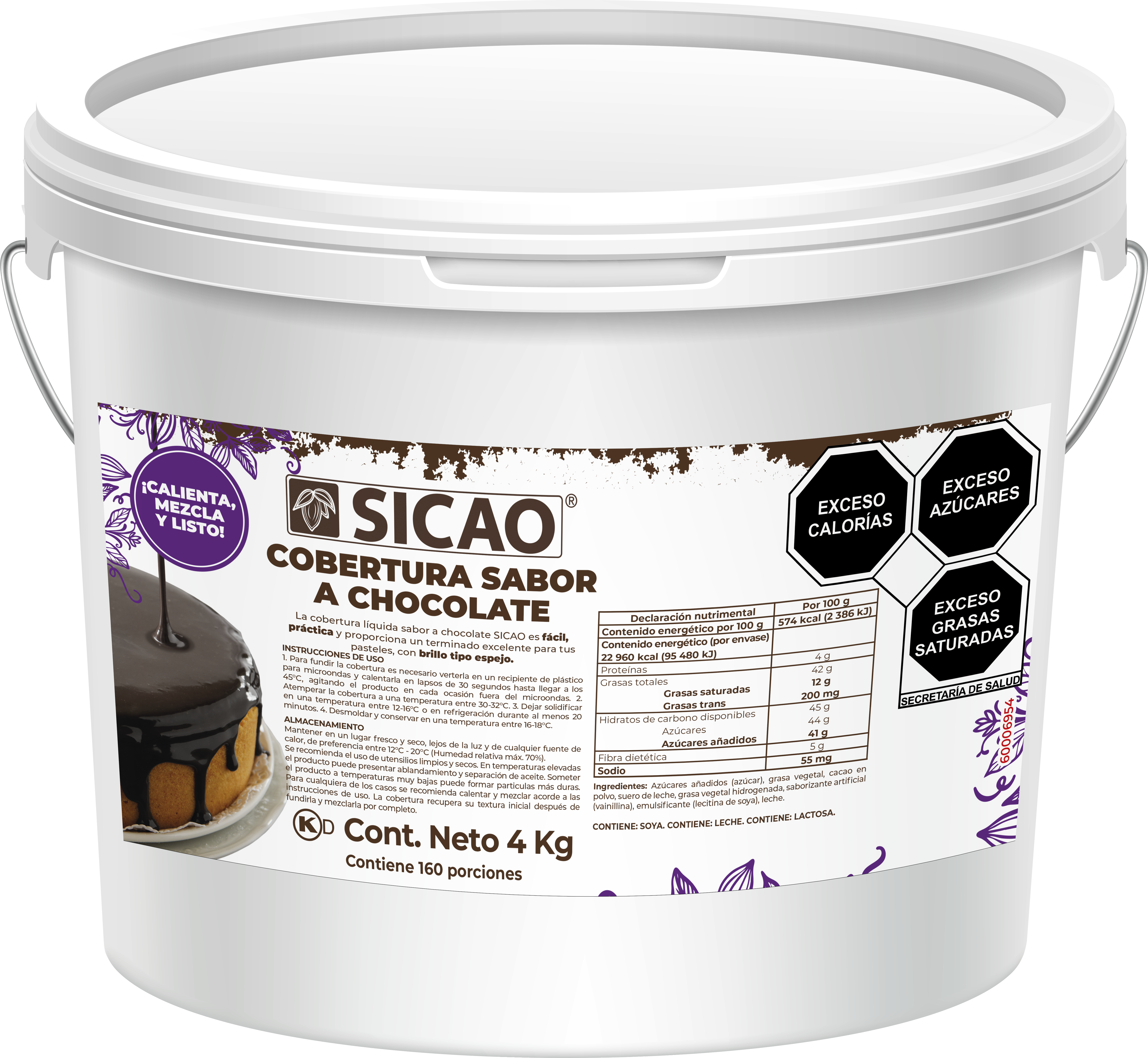 Sucedáneo - Sabor Chocolate Semiamargo - 15% Cacao - Cubeta 4 kg (1)