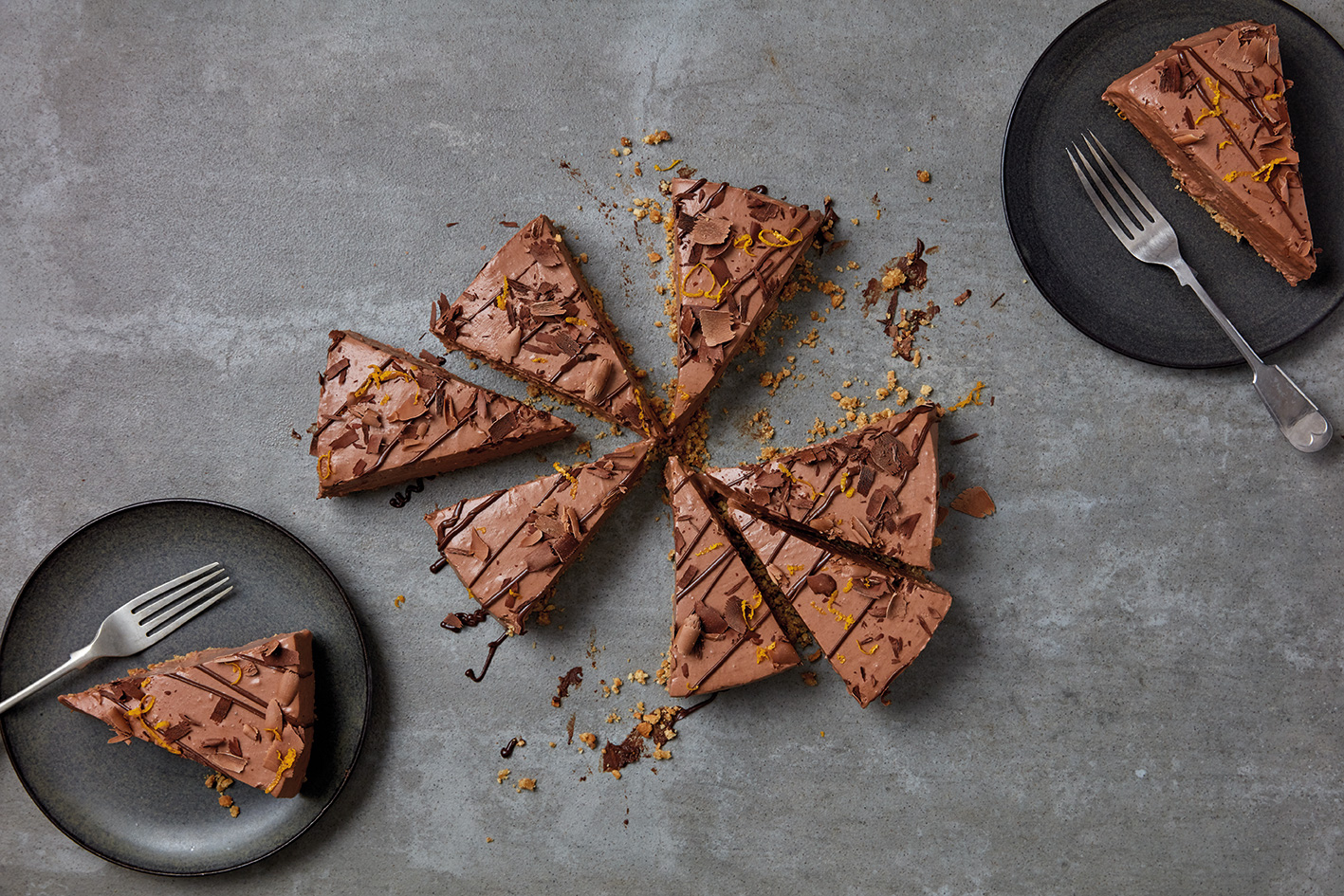 Sharing dessert - chocolate orange cheesecake