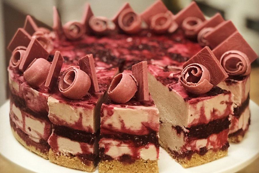 Ruby & raspberry cheesecake